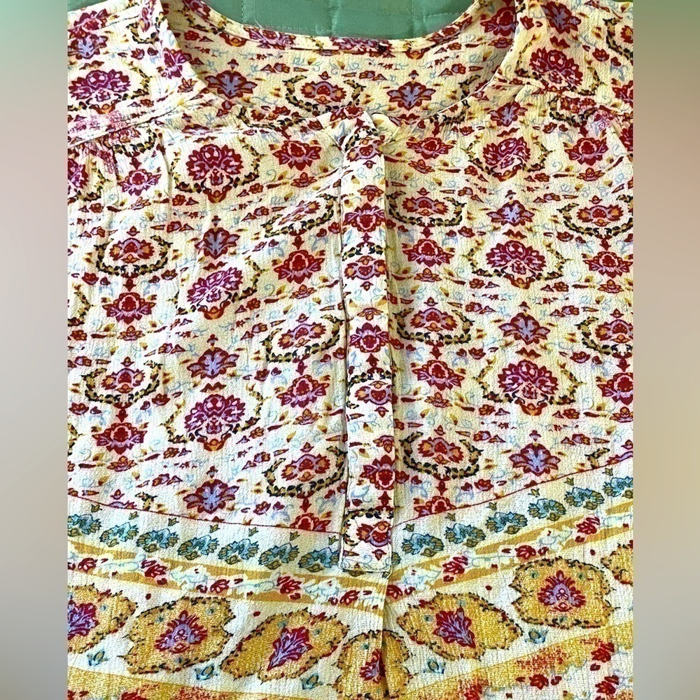 Boho Half Button Down Flowy Printed Top - image 5